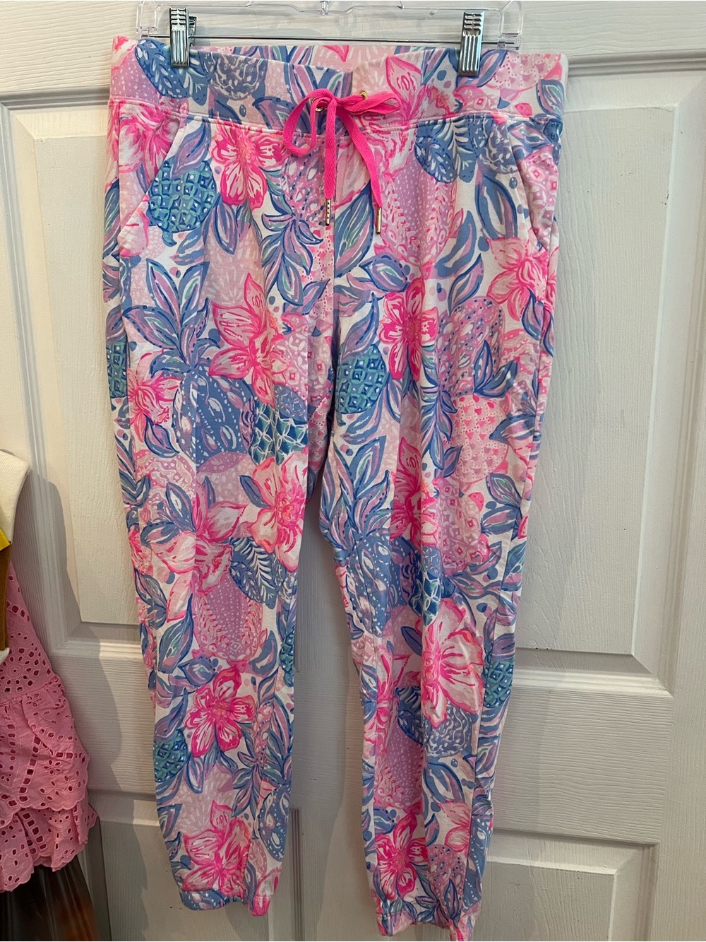 Lilly Pulitzer Pink & Blue Floral Drawstring Joggers